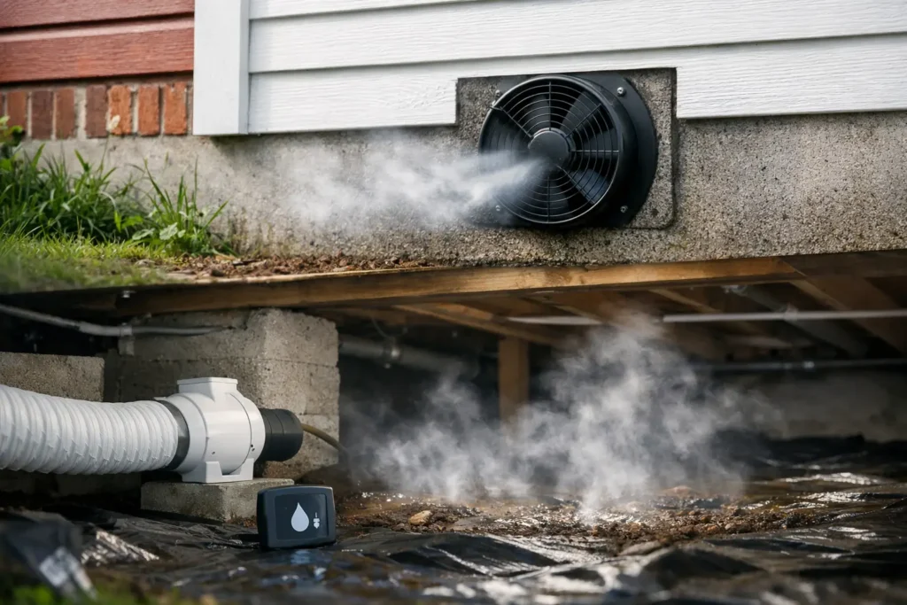 Krypgrund ventilation som minskar risken för fukt